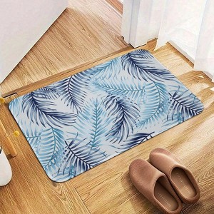 Tropical Leaves Bathroom Rugs Winter Bath Mat Absorbent Non Slip Bathroom Mat Christmas Soft Floor Carpet 16x20 Inches - 1 of 1