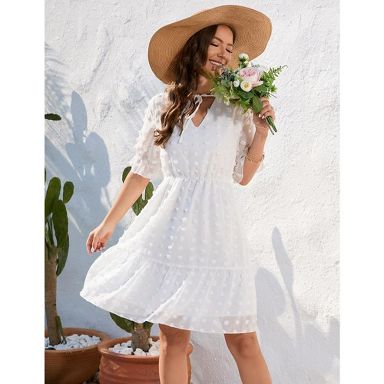 casual mini white dress Next Chapter Boatneck White Mini Dress How to style VKIHOC Summer Strap Lace Mini