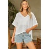 Amaryllis Women's Open-Knit V-Neck Oversized Top Relaxed Fit Breezy Lightweight Short Sleeve Pullover - 4 of 4