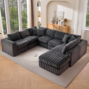 6-8 Seater Boneless Slow-Rebound Memory Foam Couch, Cloud Sectional Couches with Upgraded Fabric, Deep Seat Comfy Fluffy U Shaped Modular Sofa - 1 of 4