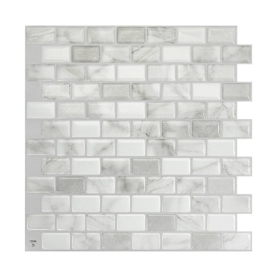 Smart Tiles 3D Peel and Stick Backsplash 4 Sheets of 10.20 x 8.85 Kitchen  and Bathroom Wallpaper Brixia Cassoria