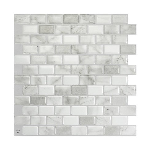 The Smart Tiles Smart Tiles Ravenna Bianco 9.8 in. X 9.74 in. Peel and Stick  Backsplash for Kitchen, Bathroom, Wall Tile 4-pack