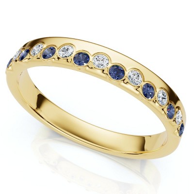 Pompeii3 1/5Ct Diamond & Sapphire Rhythm Anniversary Band 14k Gold or Platinum Lab Created