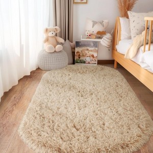 LOVEVOOK Fluffy Runner Rug for Bedroom, Shag Oval Rug for Bedside, Living Room Dorm Home Decor 2.6x5.3 Feet - 1 of 4