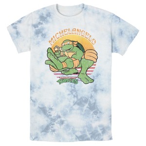 Men's Teenage Mutant Ninja Turtles Distressed Michelangelo in Action T-Shirt - 1 of 4