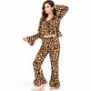 Anna-Kaci Lounge Women's Leopard Print Lounge Set with Tie-Front Peplum Top and Wide-Leg Pants- Brown,Small - 4 of 4