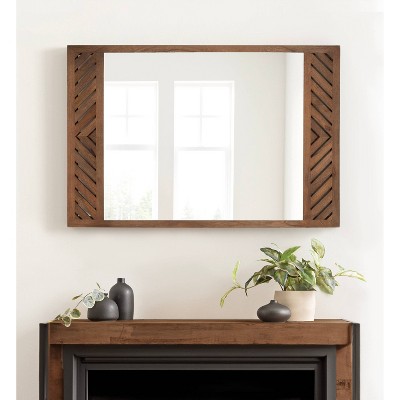 Mezzeta Brown Wood Chevron 24"x36" Rectangular Wall Mirror