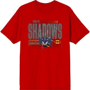 DC x Sonic the Hedgehog From The Shadows Shadow X Batman Grayscale Outline Adult Crew Neck Short Sleeve T-Shirt - 1 of 1