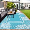 Floral Outdoor Rugs 9x12 Waterproof Reversible Mats, Stain-Resistant Modern Plastic Straw Camping Rugs for Patio, Foldable Outside Carpet for RV - 3 of 4