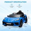12V Kids Ride On Car Sports Licensed Corvette Electric Car Toy for Toddles with Remote Control, Visual Dashboard, LED Lights, Music - 2 of 4