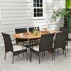Tangkula 9 PCS Acacia Wood Table & 8 Patio Wicker Armchairs Patio Rattan Dining Set - 2 of 4