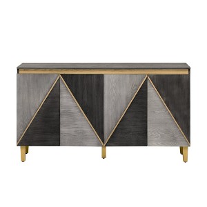 Luxystar Sideboard Buffet Cabinet with Storage Adjustable Shelves and 4 Two-Tone Doors, Light and Dark Gray - 1 of 4