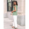 Women's Lace Top Pleated Short Sleeve Flowy Blouse Summer Loose Business Casual Dressy Shirts - 4 of 4