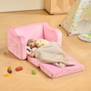 VEVOR 2-in-1 Kids Sofa, Foldable Toddler Soft Couch with Armrests, Made of 28D Sponge & Short Pile, Convertible Toddler Chair to Lounger, M, Pink - 2 of 4