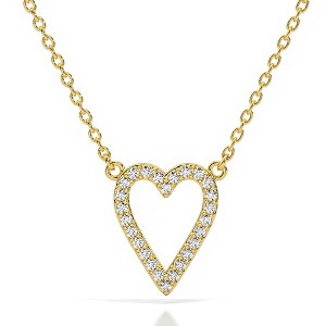 Pompeii3 1/5Ct Diamond Heart Pendant 14k Gold 18" Necklace Lab Created 1/2" - 1 of 4