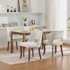 Set of 2 Fabric Upholstered Dining Chairs with Cushion and Curved Wood Legs, French Farmhouse Chairs for Kitchen or Dining Room-Koiai - 3 of 4