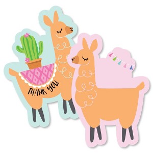 Big Dot of Happiness Whole Llama Fun - Shaped Thank You Cards - Fiesta Baby Shower or Birthday Party Thank You Note Cards with Envelopes - Set of 12 - 1 of 4