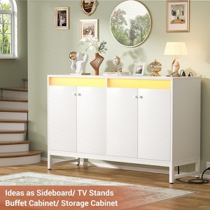 Aheaplus Storage Buffet Cabinet with LED Lights, Coffee Bar with Charging Station - 1 of 4