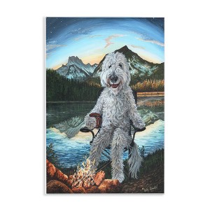 Stupell Industries Dog by Campfire Landscape Wall Plaque Art - 1 of 4