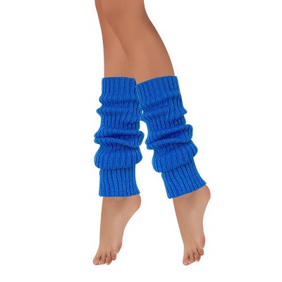 Wrapables 80's Style Neon Fluorescent Ribbed Leg Warmers, Blue - image 2