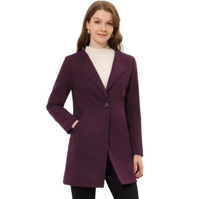 INSPIRE CHIC Women's Mid-thigh Collarless Single Breasted Outwear Winter Overcoat
