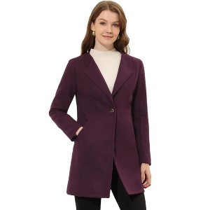 INSPIRE CHIC Women's Mid-thigh Collarless Single Breasted Outwear Winter Overcoat - 1 of 4