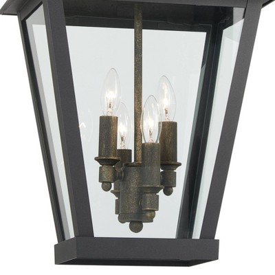 Chateau Grande 4-Light Sand Coal and Gold Outdoor Hanging Lantern