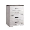 Prepac Rustic Ridge Farmhouse 4 Drawer Wooden Bedroom Dresser Washed White - image 2 of 4