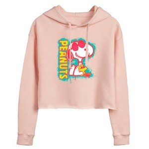 Women's - Peanuts - Peanuts Snoopy Woodstock Cropped Graphic Hoodie - 1 of 4