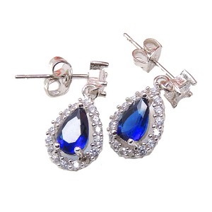 Sonoma Stud Dangle Earrings Blue Pear Clear Cz Womens Ginger Lyne Collection - 1 of 4