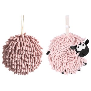 REGALWOVEN 2 Pcs Cute Comfortable Soft Absorbent Chenille Ball Fuzzy Hand Towel - 1 of 4