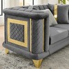 89"-Seater & 69" Loveseat Velvet Luxury Tufted Sofa Set with Embroidered Texture, Gold Stainless Steel Trims and 7 Decorative Pillows - 3 of 4