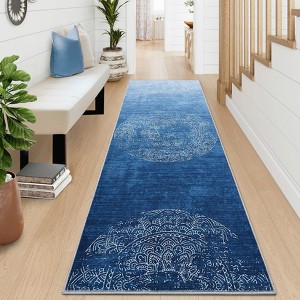 Washable Rug Ombre Rug Medallion Rug with Non Slip Backing - 1 of 4