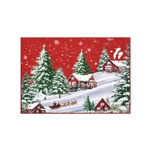 Christmas Area Rug, Red Green Snowflake Tree Rugs Washable Throw Runner Rugs Carpet for for Living Room Kitchen Dining Room Nursery Kids Room Office - 1 of 4