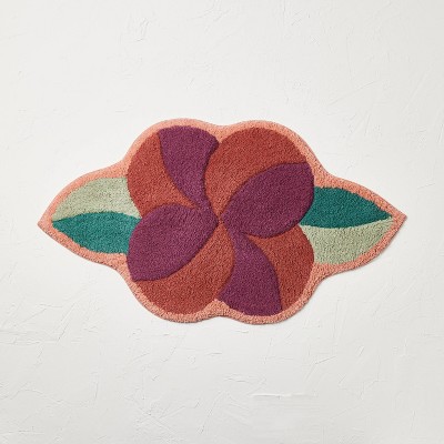 Seasons Go Around Flower Shaped Bath Rug Rose Red - Opalhouse™ Designed with Jungalow™
