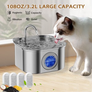 TopComfy Automated Pet Fountain 3.2L Square Pet Water Dispenser Large Capacity Easy Clean Automatic Waterer for Pets, Silver, 8.19"*8.19"*4.72" - 1 of 4