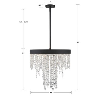 Mini Black Forged 5-Light Chandelier with Hand Cut Crystal