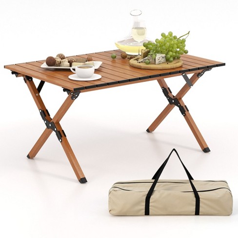 Tangkula Folding Aluminum Camping Table W Carry Bag Roll up