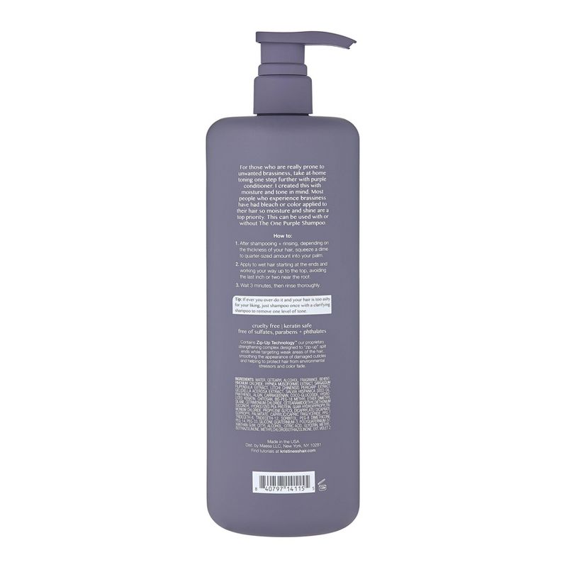 Kristin Ess One Purple Conditioner Toning for Blonde Hair, Neutralizes Brass and Sulfate Free - 33.8 fl oz, 3 of 10