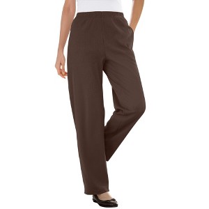 Woman Within Plus Size Tall 7-Day Knit Ribbed Straight Leg Pant - 1 of 4