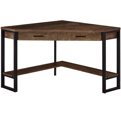 HomeRoots 42" Brown and Black Corner Computer Desk