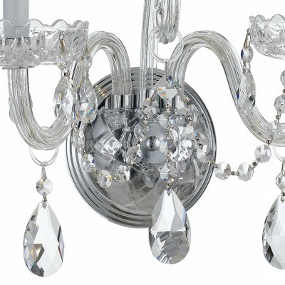 Elegant Polished Chrome 2-Light Wall Sconce with Clear Hand Cut Crystals