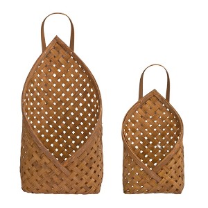 Woven Bamboo Basket Wall Pocket Set of 2 19 Inch Height for Indoor Display By Melrose - 1 of 4