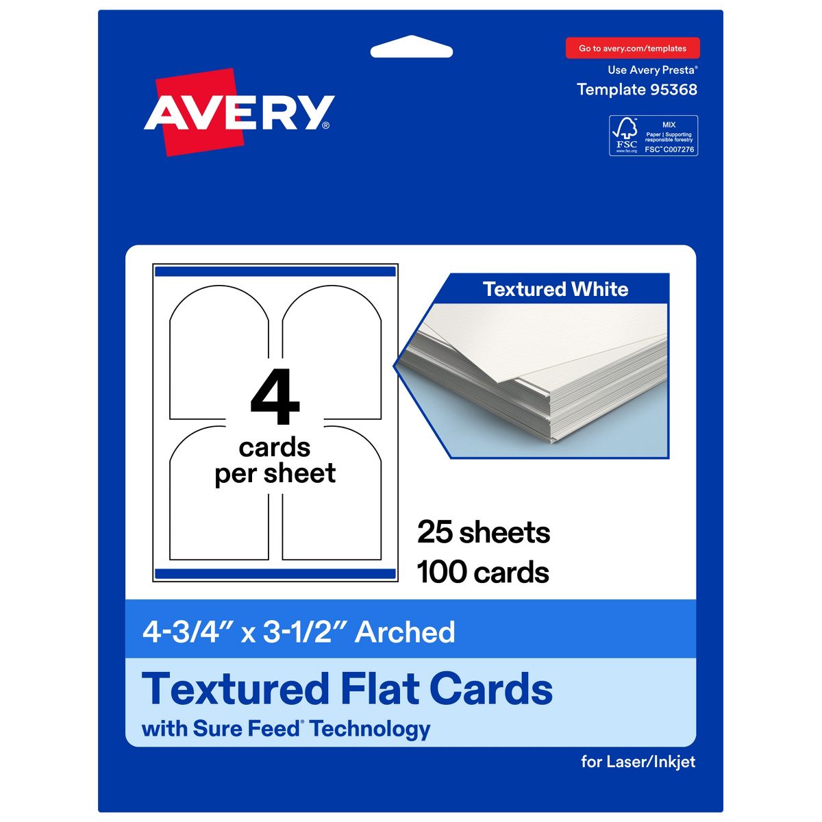 Avery Matte White Flat Cards, 4-3/4" x 3-1/2" Arched