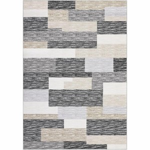 Modern Runner Rug, Geometric Patchwork, Non-Slip, Washable, Low Pile, Hallway, Foldable, Contemporary Carpet, Laundry - 1 of 1