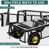 Heavy Duty Steel Cart, 550 lbs 3-in-1 Pull-Out Metal Cart with 10-inch Wheels, 180° Swivel Handle and Removable Sides for Kitchen, Patio - 3 of 4