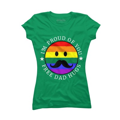 Design By Humans Free Dad Hugs Pride By KangThien T-Shirt - Kelly Green - X Large