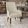 LeisureMod Viva Dining Armchair in Leather Upholstery with Gold Accent Wood Legs for Modern Kitchen and Home, Set of 4 - 2 of 4