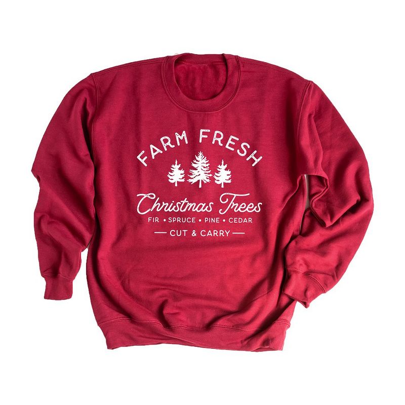 Simply Sage Market Women's Graphic Sweatshirt Farm Fresh Christmas Trees, 1 of 4