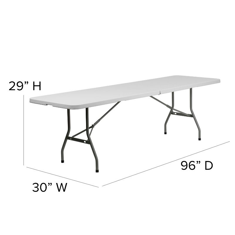 Emma and Oliver 8-Foot Bi-Fold Granite White Plastic Banquet and Event Folding Table with Handle, 5 of 10